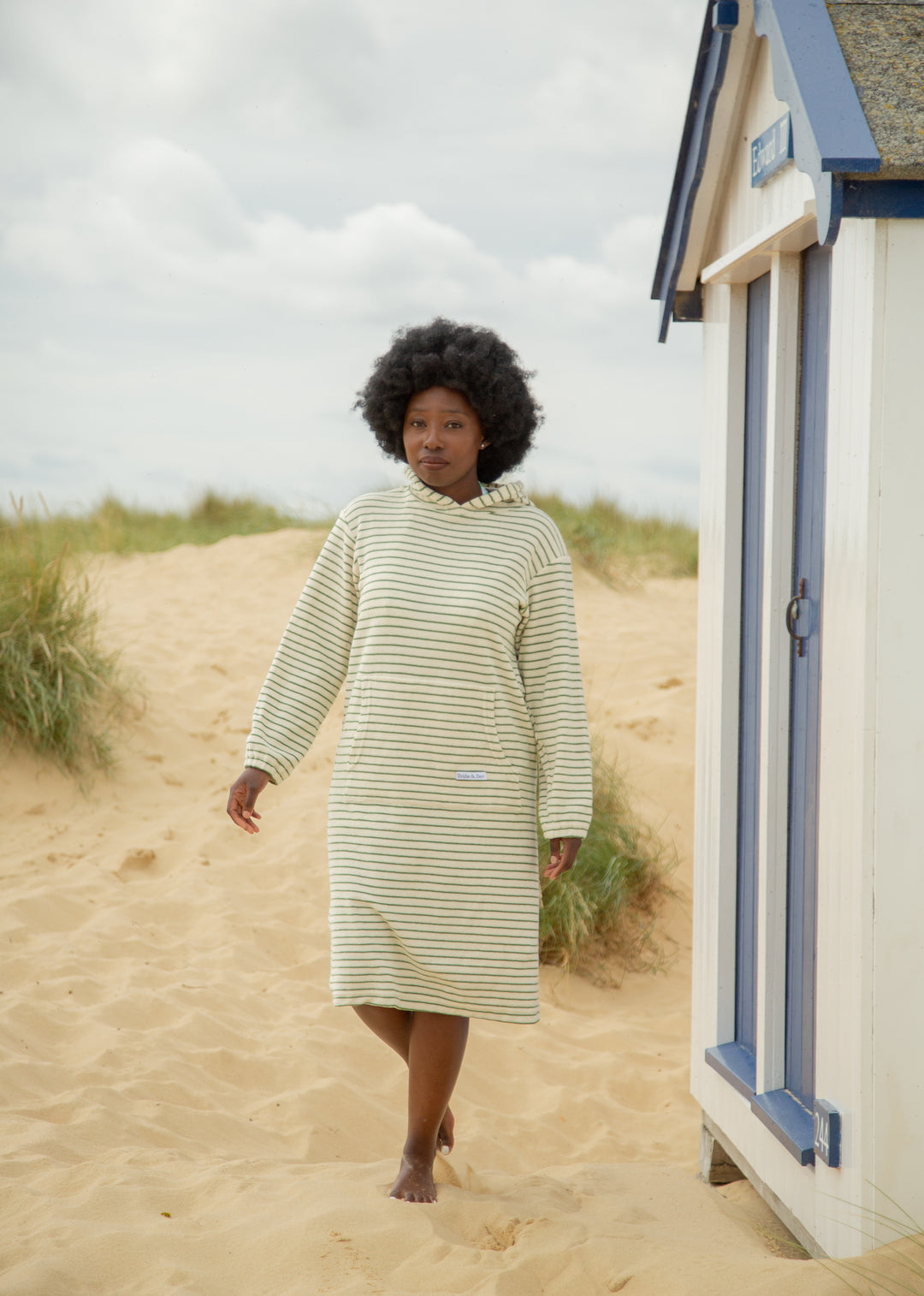 Jamie Striped Towelling Hooded Robe | Ivory & Thyme