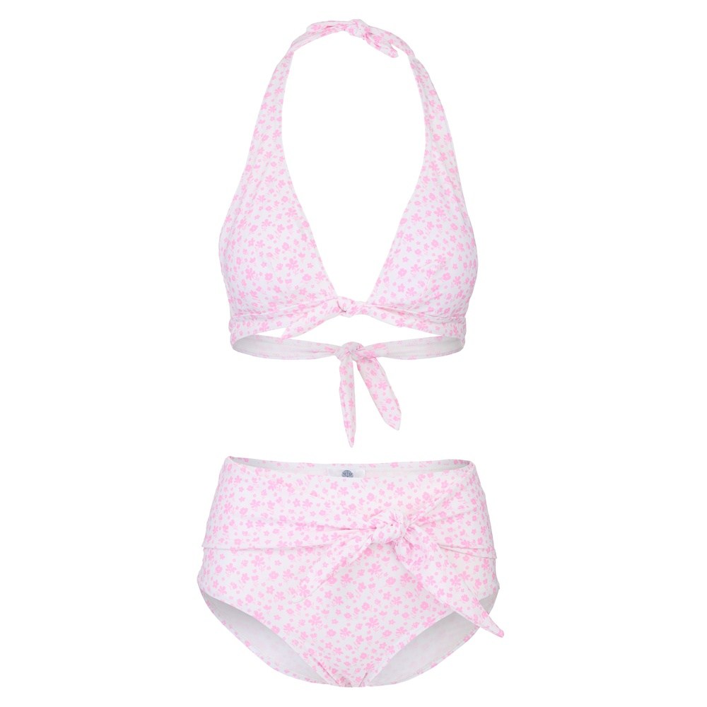 Camilla Floral Bikini Top | Rose & White