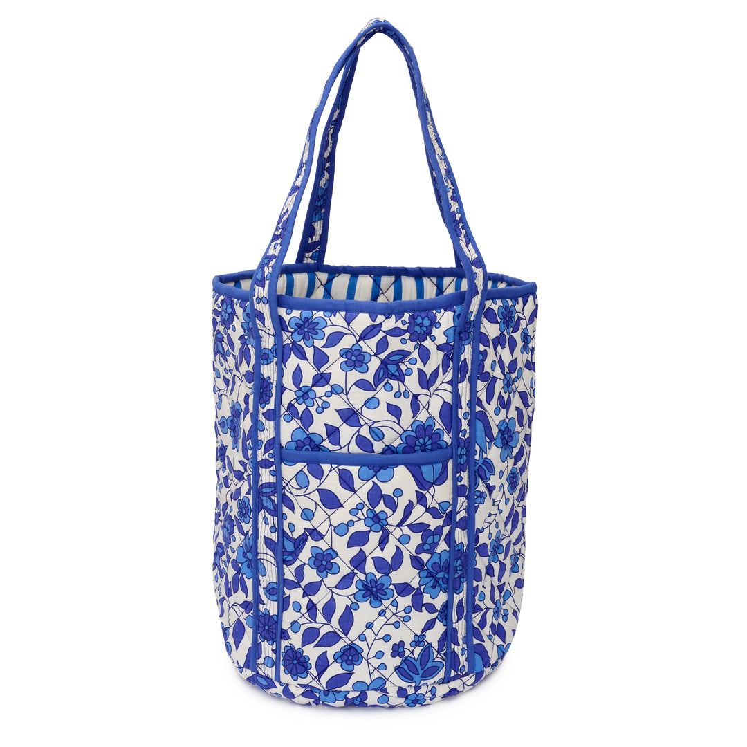 Jumbo Quilted Floral Storage Bag | Marine