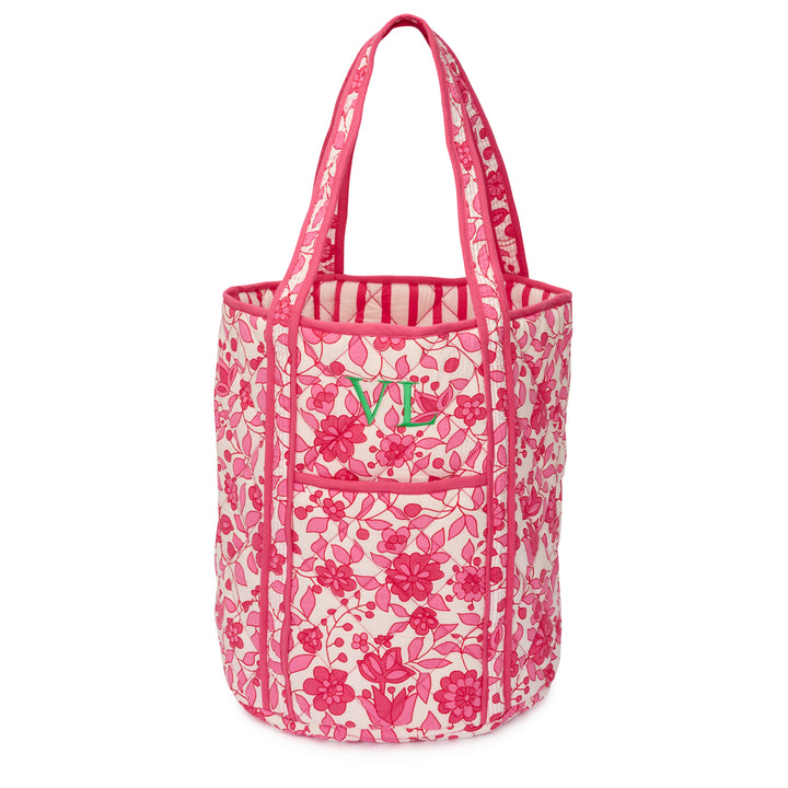 Jumbo Quilted Floral Storage Bag | Fuchsia