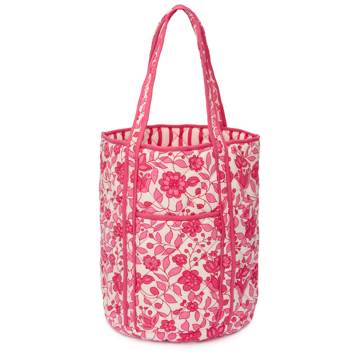 Jumbo Quilted Floral Storage Bag | Fuchsia