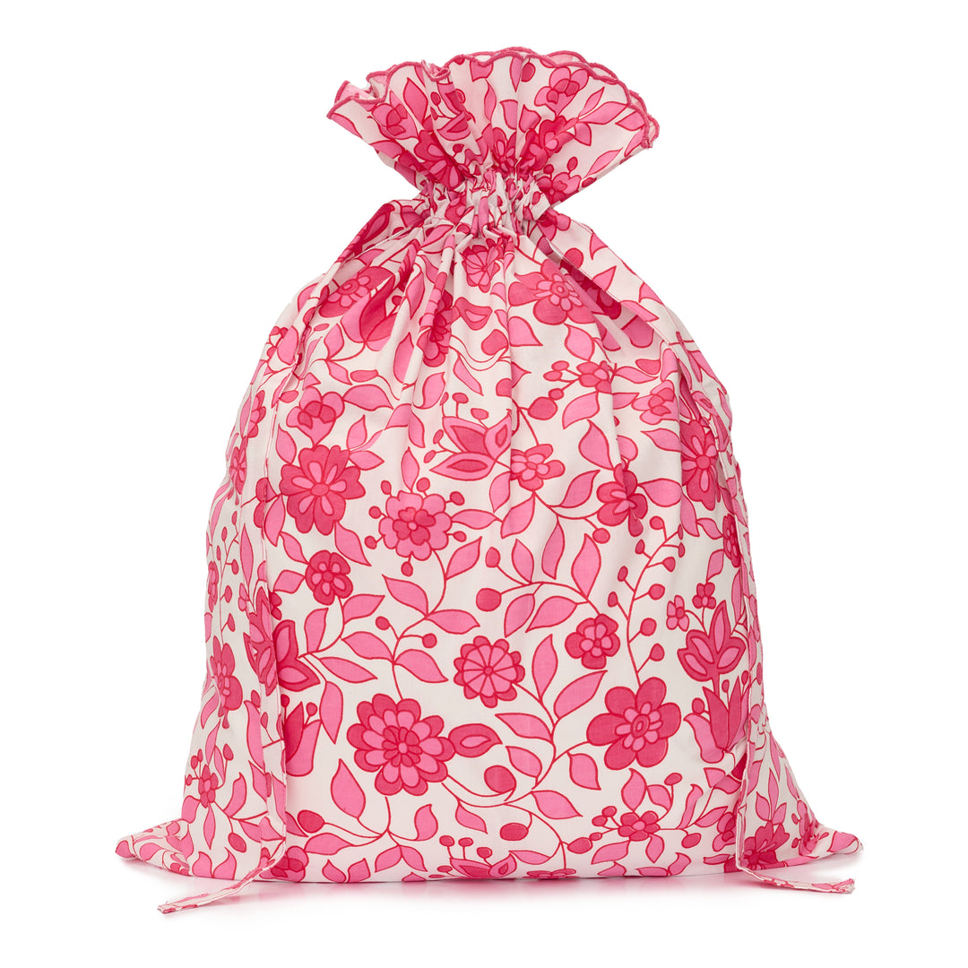 Floral Drawstring Laundry Bag | Fuchsia