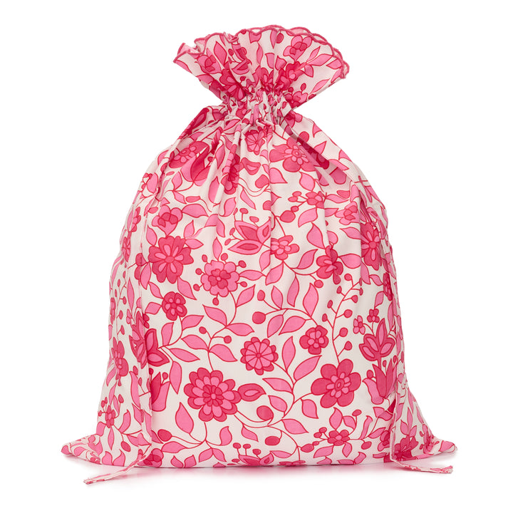 Floral Drawstring Laundry Bag | Fuchsia