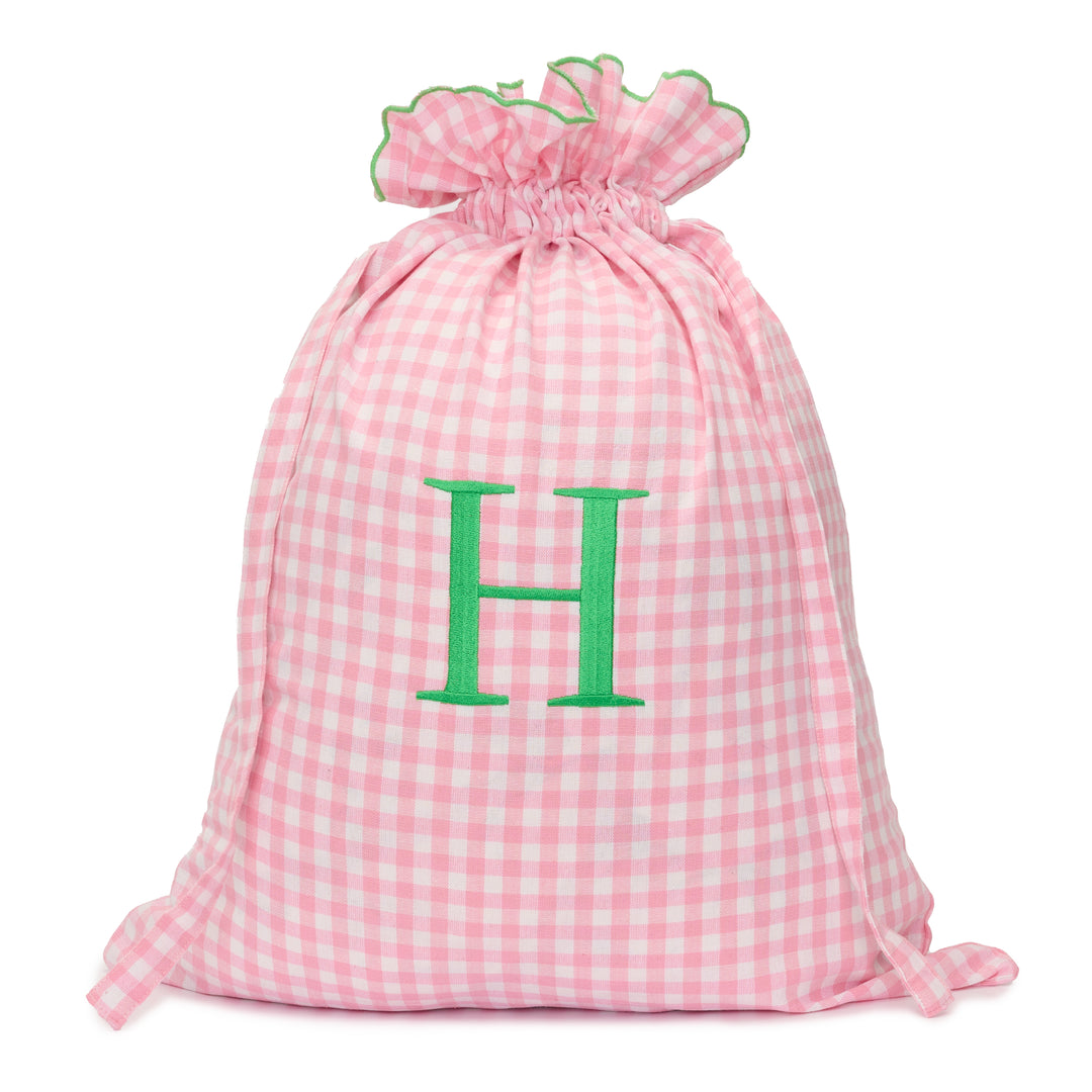 Gingham Drawstring Laundry Bag | Rose