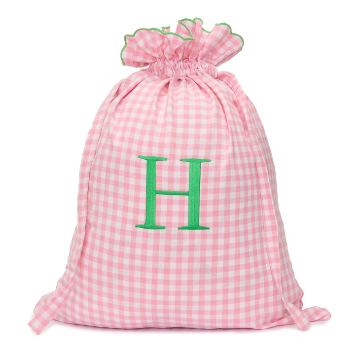 Gingham Drawstring Laundry Bag | Rose