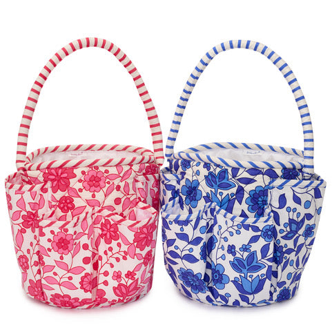 Floral Mini Beach Bag with Pockets | Fuchsia