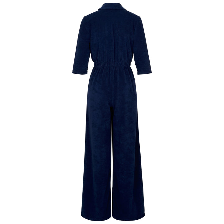 'Honor' Wide Leg Jumpsuit - Navy Stretch Towelling