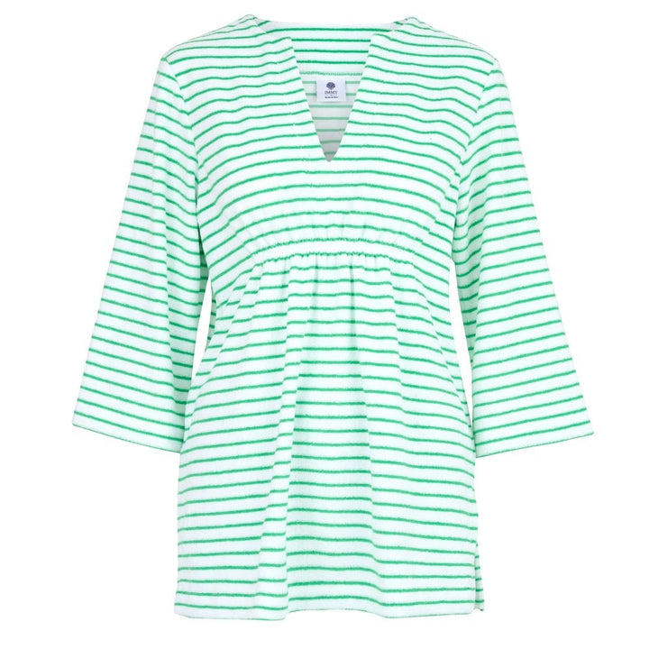 Bridie Striped Towelling Beach Dress / Cover Up | White & Apple