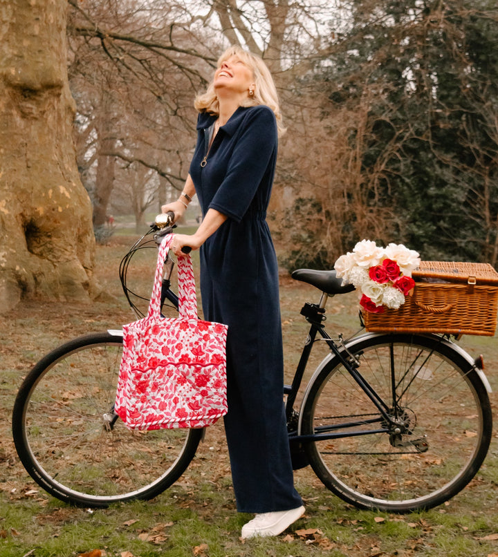 'Honor' Wide Leg Jumpsuit - Navy Stretch Towelling