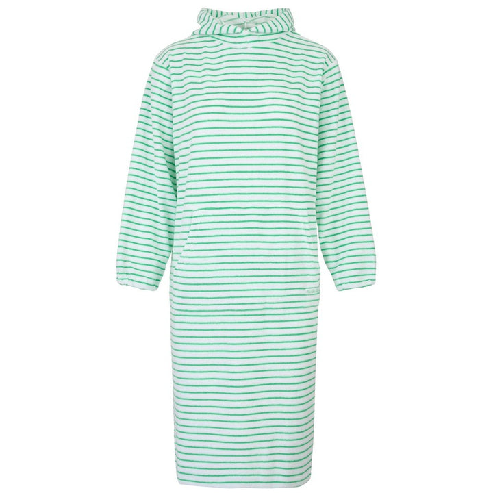 Jamie Striped Towelling Hooded Robe | White & Apple