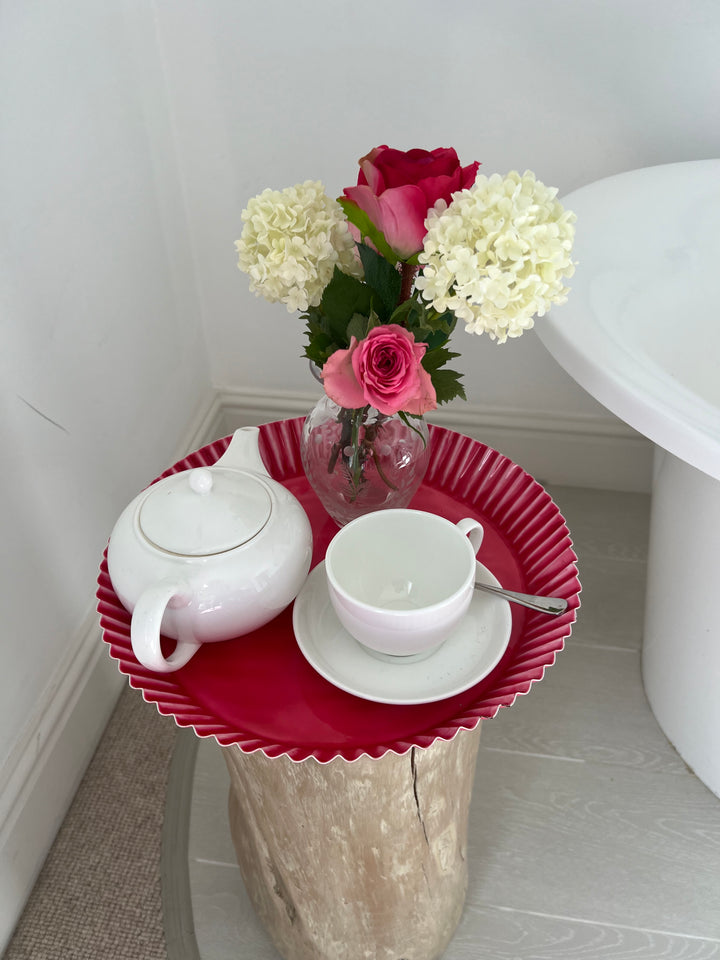 Round Scalloped Tray | Pink