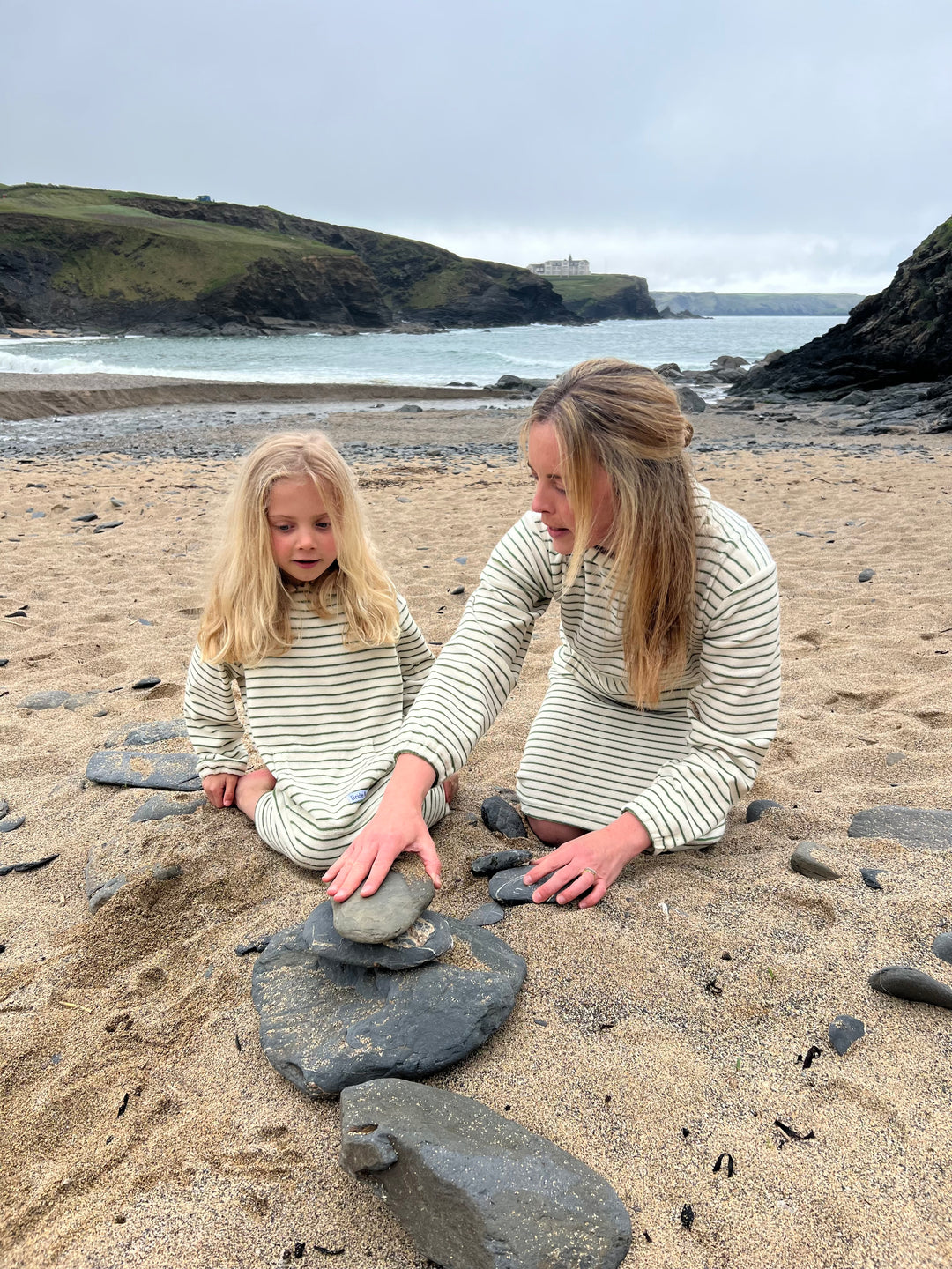 Childrens Striped Towelling Hooded Beach Robe | Ivory & Thyme
