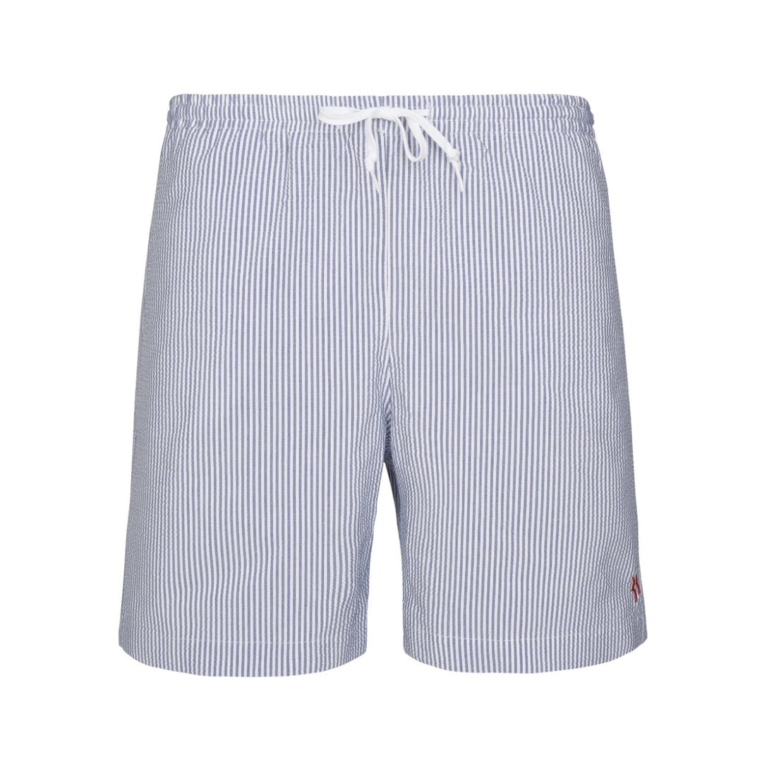 Mens Seersucker Swimming Trunks | Navy