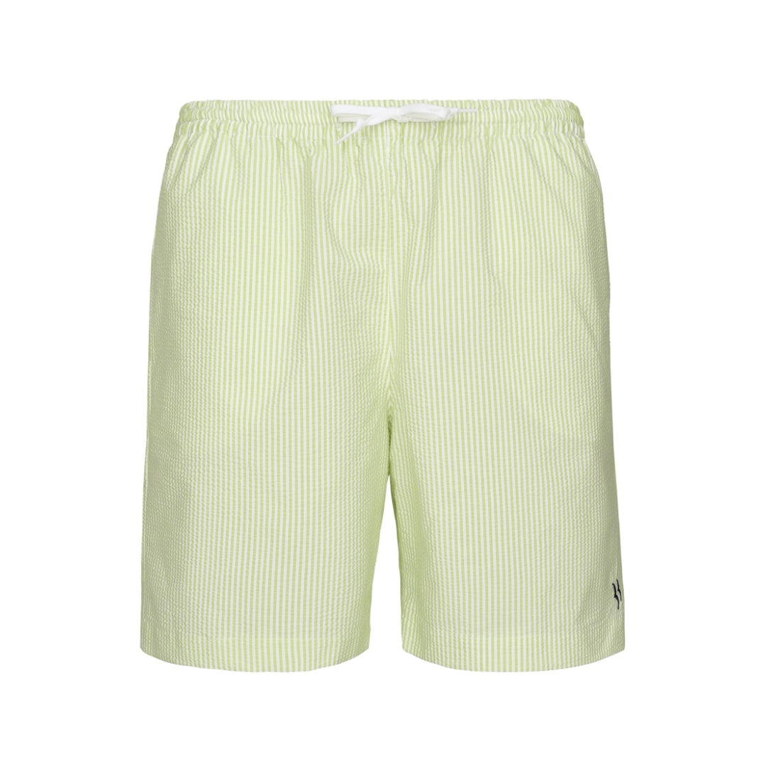 Front of Mens Seersucker Swimming Trunks | Pale Green