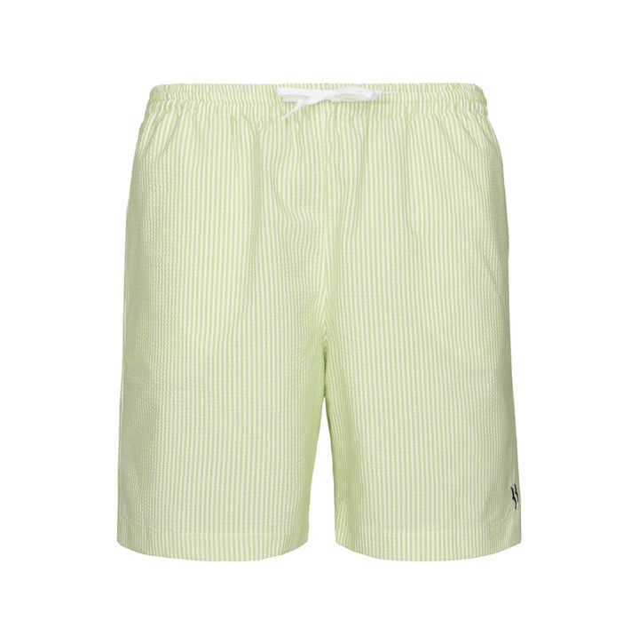 Front of Mens Seersucker Swimming Trunks | Pale Green