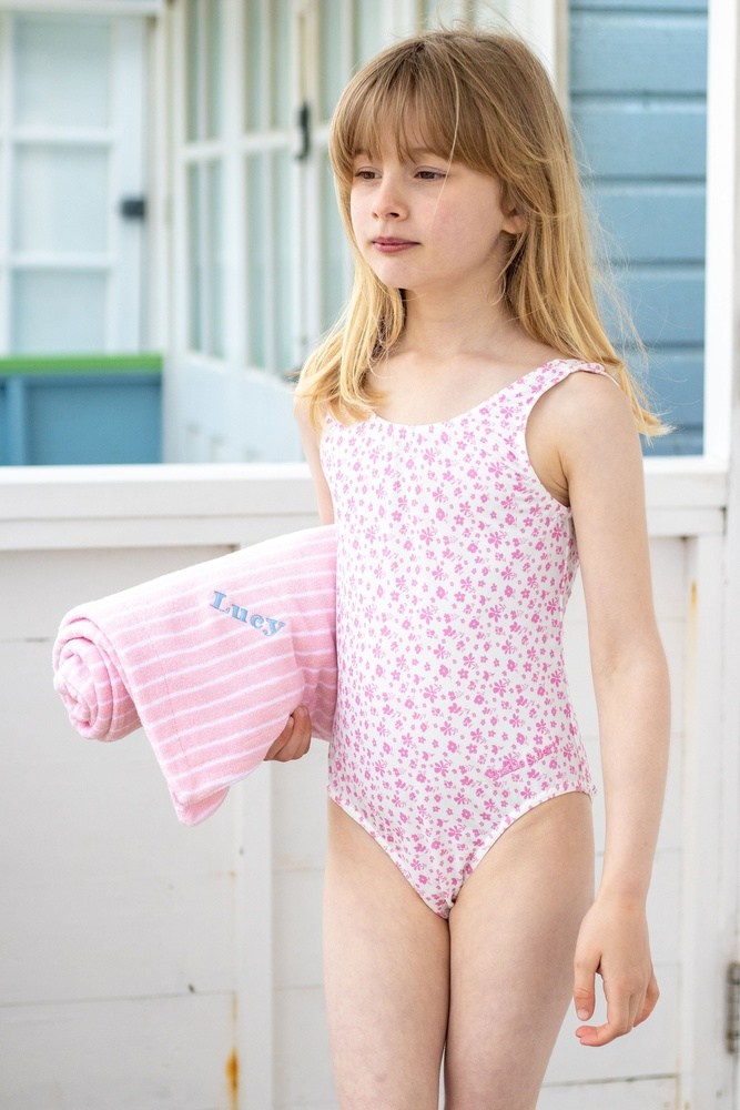 Ottie Girls' Swimsuit - Ditsy Floral Print (Rose & White)