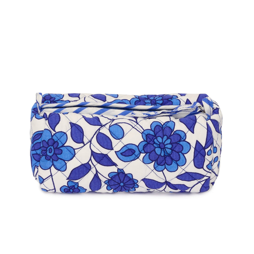 Quilted Floral Cosmetics Bag With Pockets | Marine