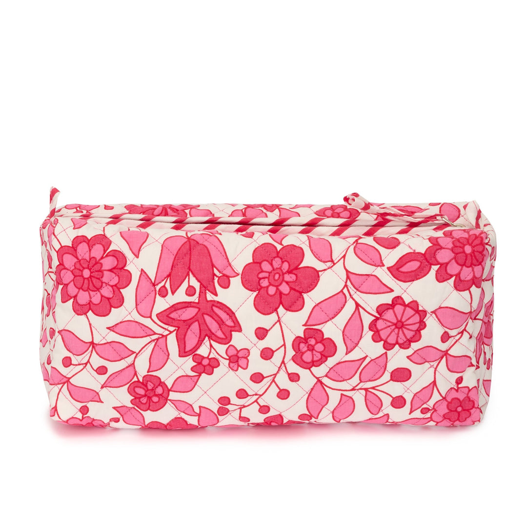 Quilted Floral Wash Bag With Internal Pockets | Fuchsia