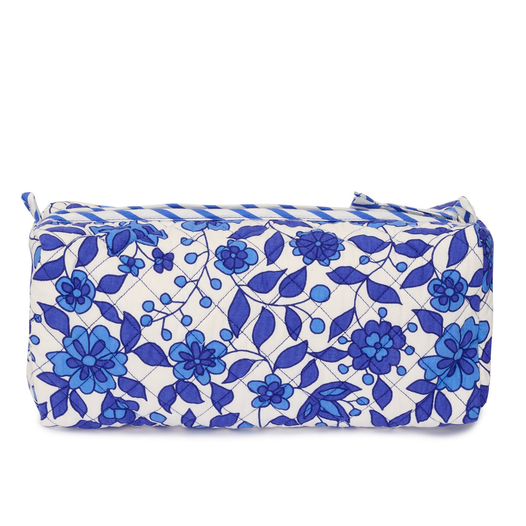 Quilted Floral Wash Bag With Internal Pockets |Marine