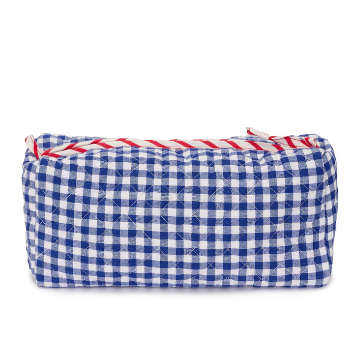 Quilted Gingham Wash Bag With Internal Pockets | Blue