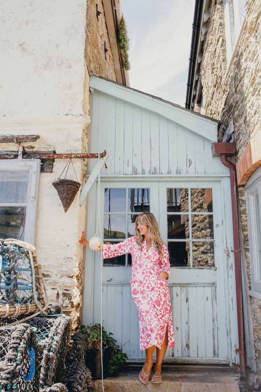 Victoria Floral Towelling Beach Dress / Cover Up | Fuchsia Floral, Fuchsia Trim