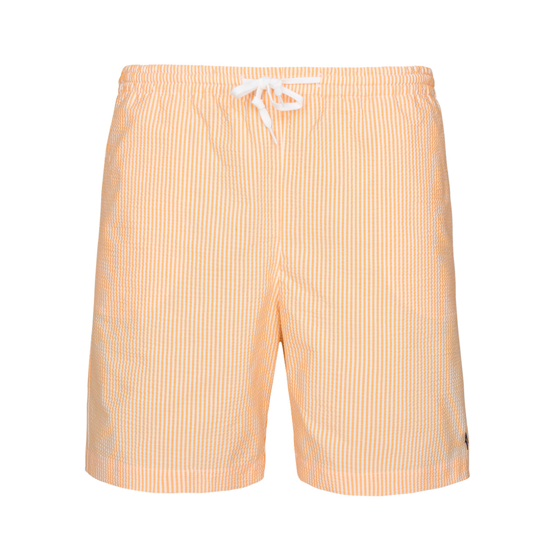 Mens Seersucker Swimming Trunks | Orange