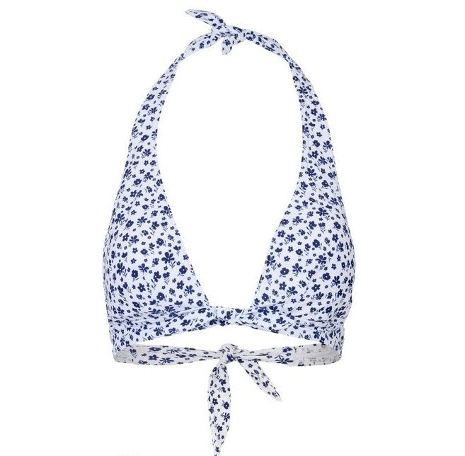 Camilla Floral Bikini Top | Navy & White