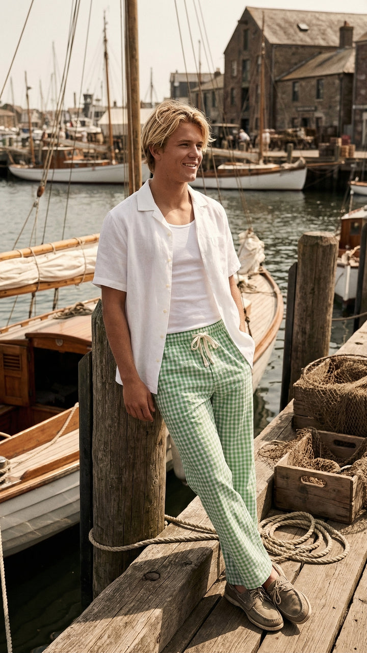 Slouchy Bottoms | Green Gingham