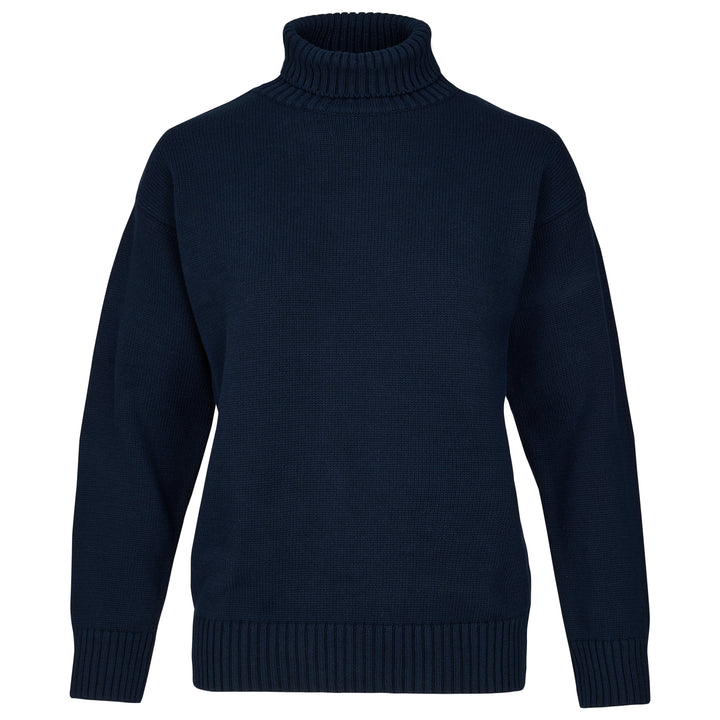 Womens Cotton Roll Neck Jumper | Navy