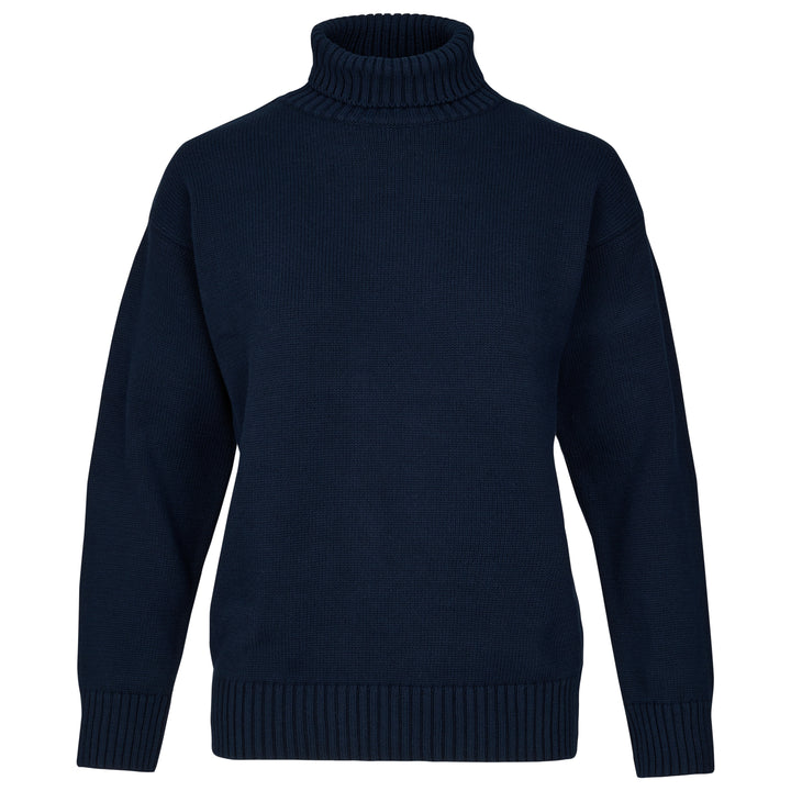 Womens Ribbed Cotton Turtle Neck Jumper | Navy