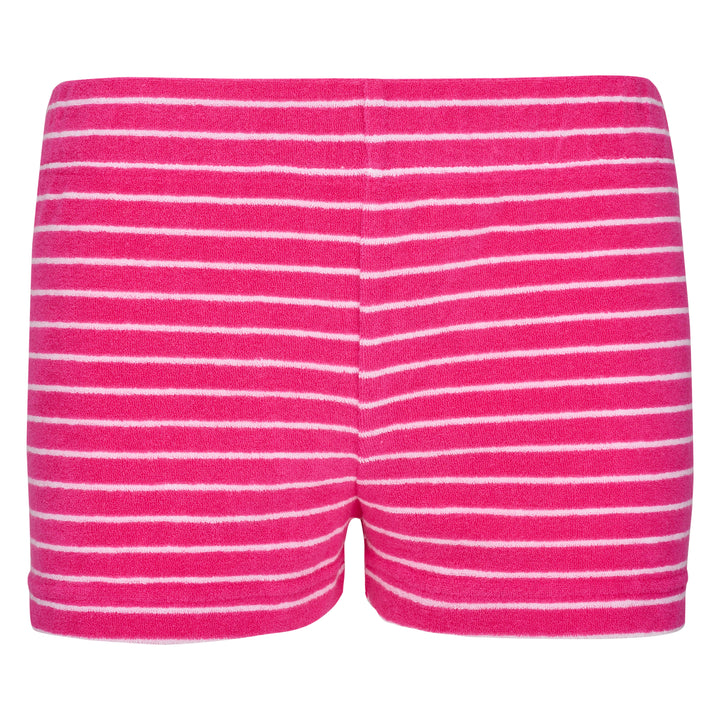 Womens Striped Towelling Hipster Shorts | Fuchsia & White