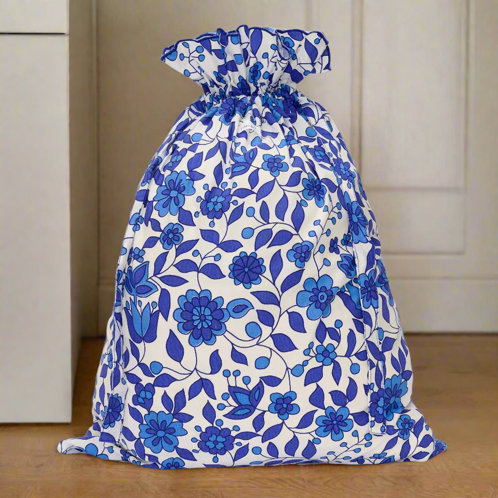 Floral Drawstring Laundry Bag | Marine