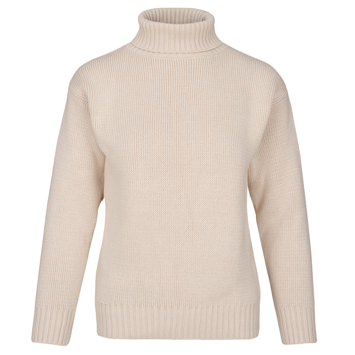 Womens Cotton Roll Neck Jumper | Ecru