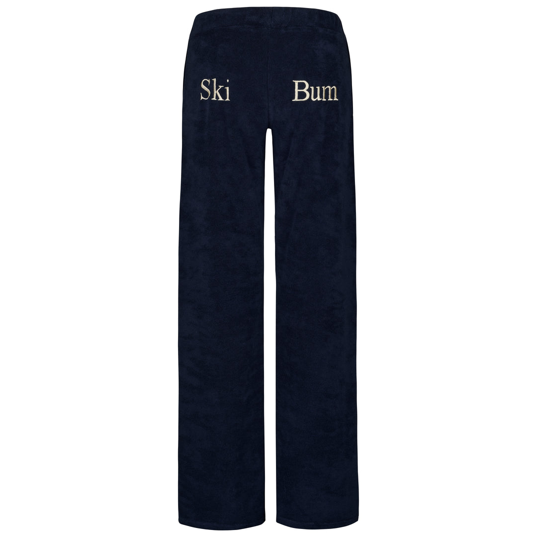 Womens Towelling Wide Leg Jogging Bottoms | Navy