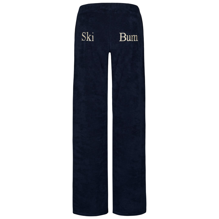 Womens Towelling Wide Leg Jogging Bottoms | Navy