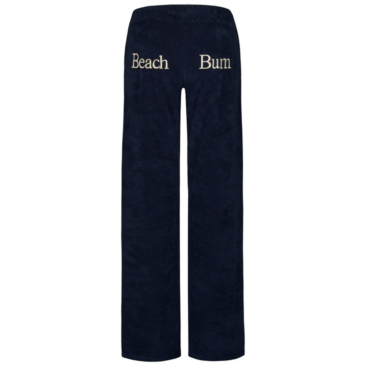 Womens Towelling Wide Leg Jogging Bottoms | Navy