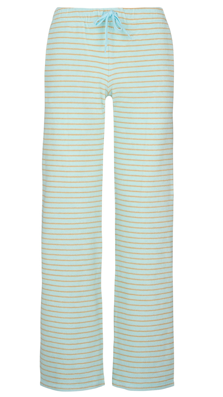 Stretch Towelling Wide Leg Jogging Bottoms | Sea Glass/Sand