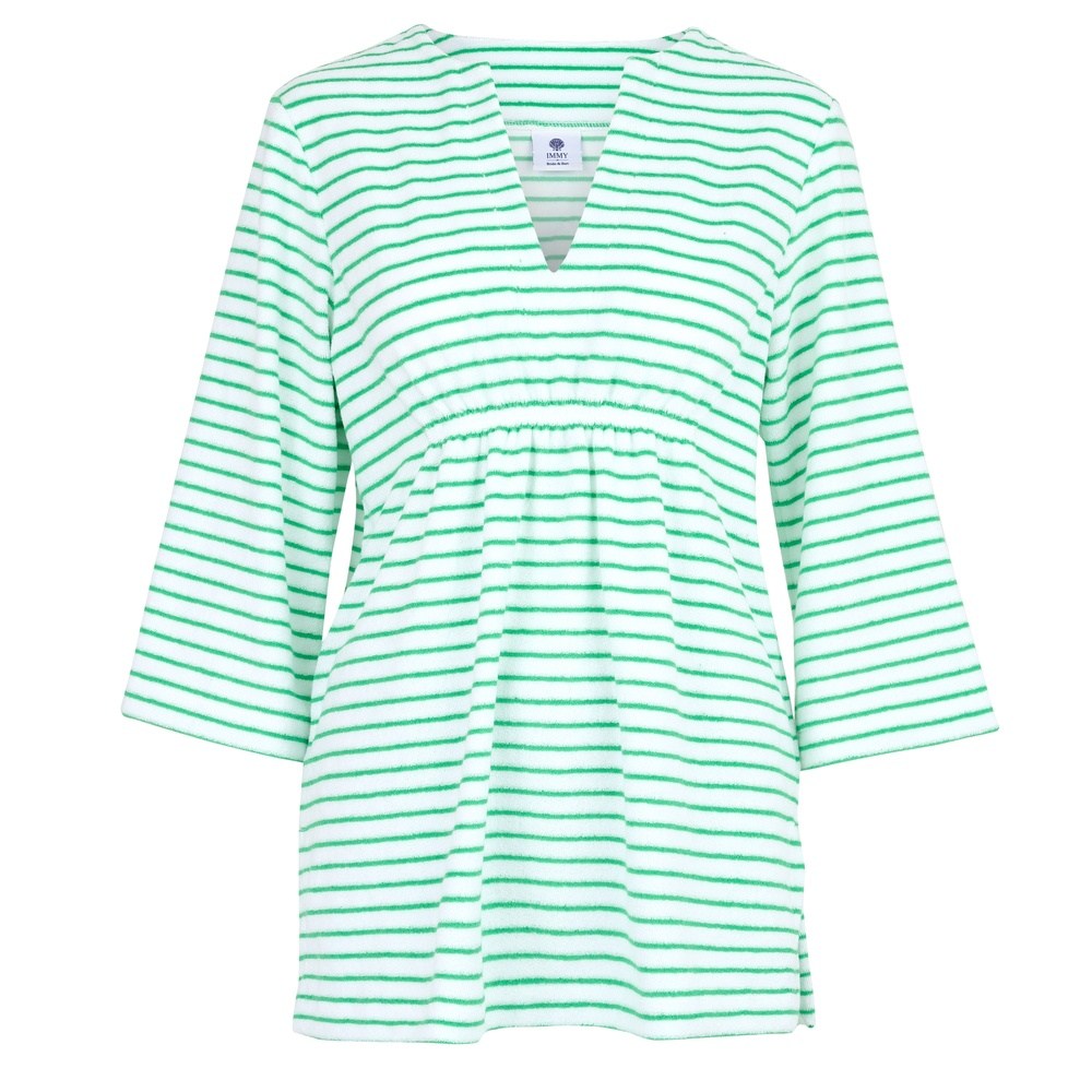 Bridie Striped Towelling Tunic | White & Apple