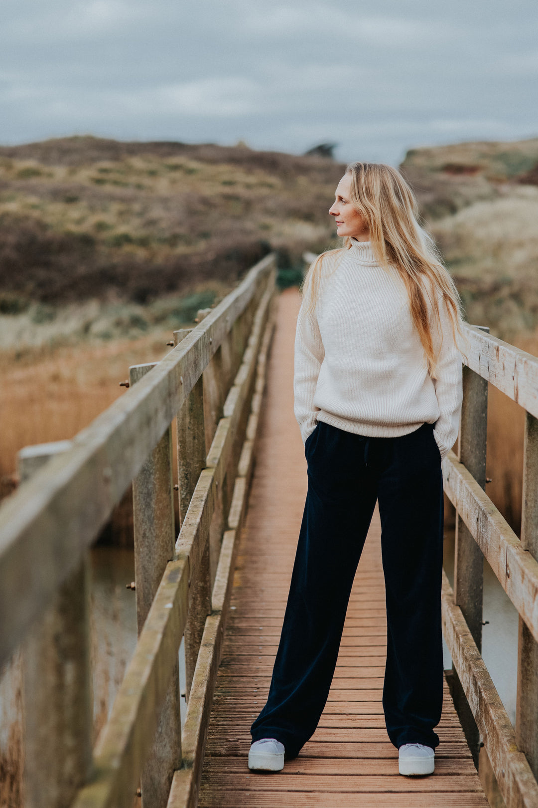 Womens Cotton Roll Neck Jumper | Ecru