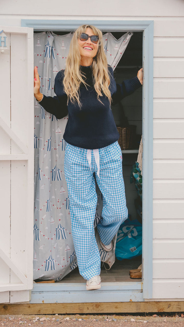 Slouchy Bottoms | Blue Gingham