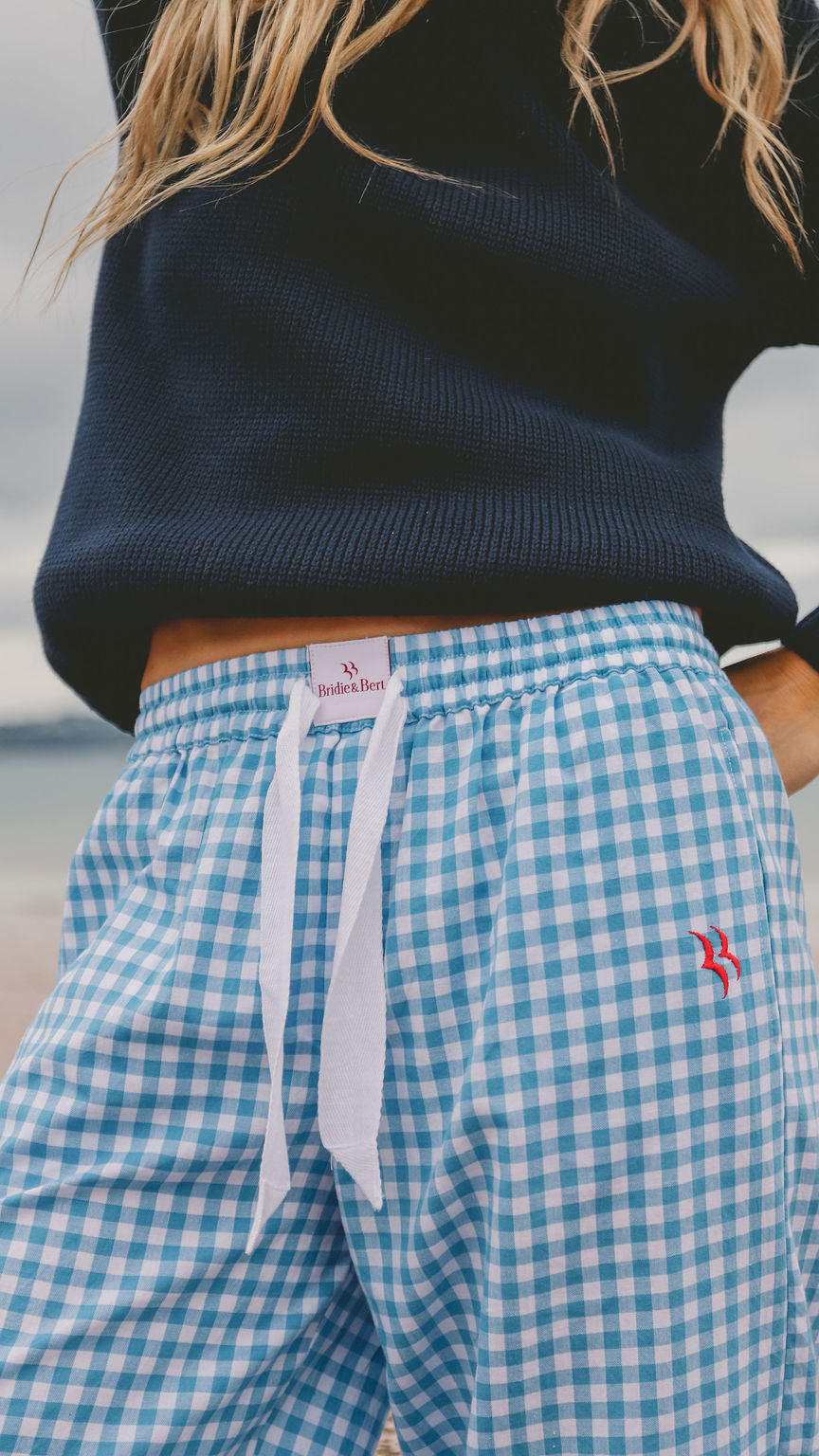 Slouchy Bottoms | Blue Gingham