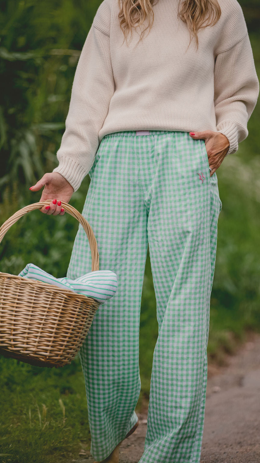 Slouchy Bottoms | Green Gingham