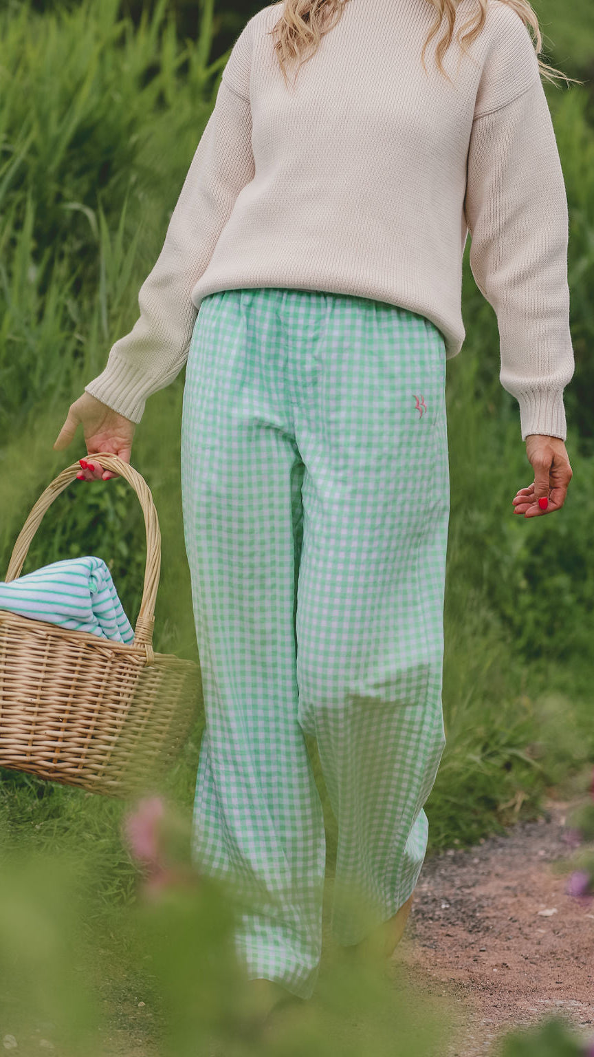 Slouchy Bottoms | Green Gingham