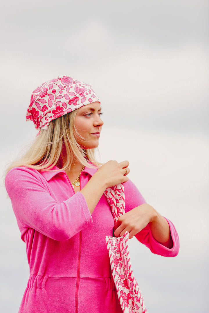 'Honor' Wide Leg Jumpsuit | Fuchsia Stretch Towelling