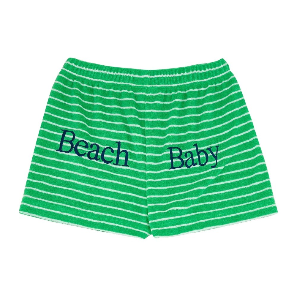 Childrens Striped Towelling Shorts | Apple & White