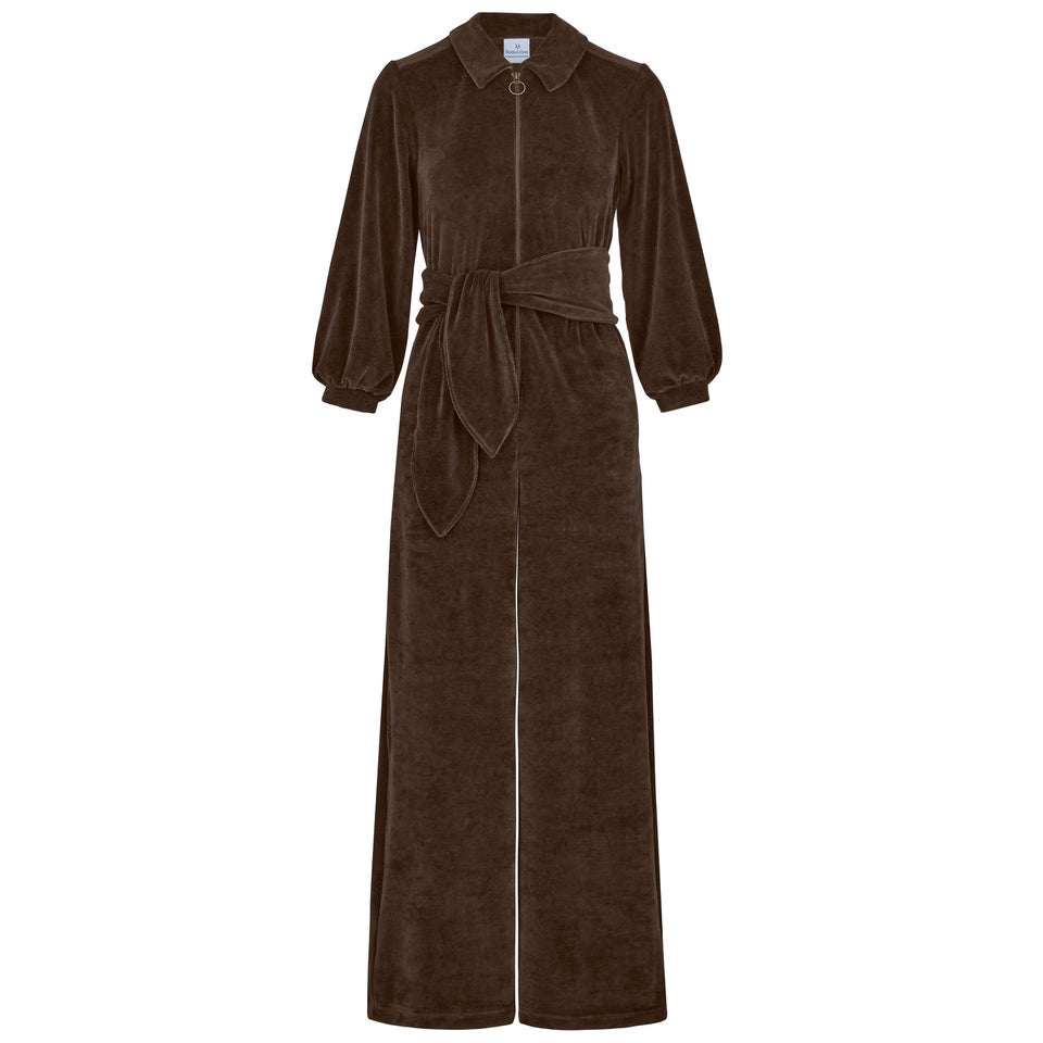"Mitty" Wide Leg Jumpsuit - Stretch Cotton Velvet PRE-ORDER