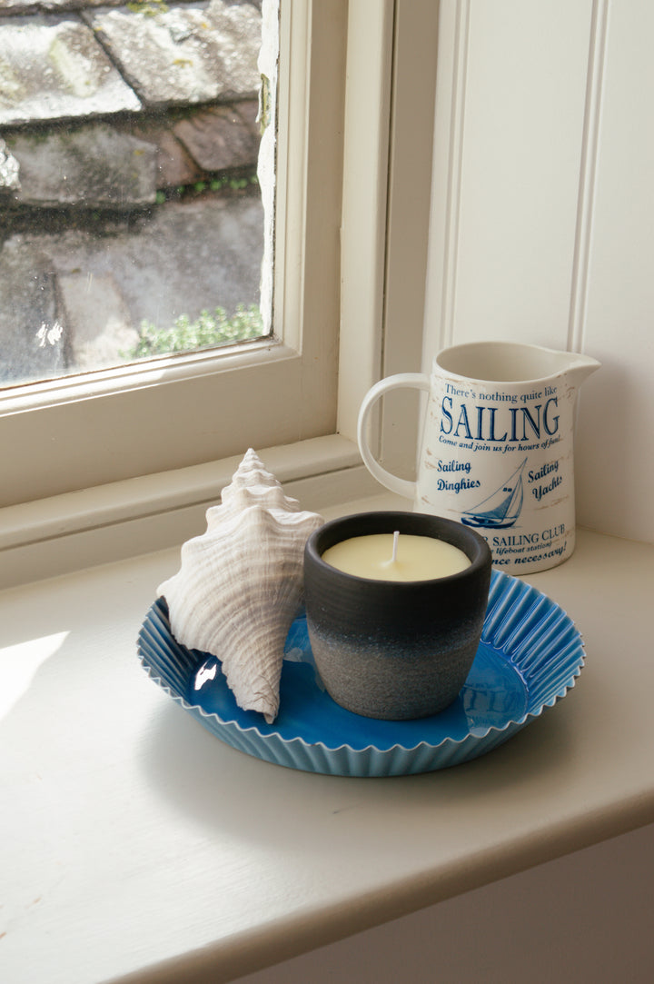 Round Scalloped Tray | Blue