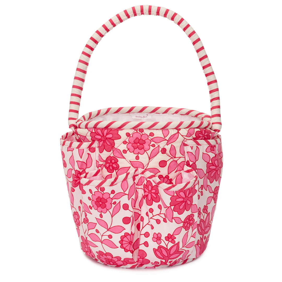 Floral Mini Beach Bag with Pockets | Fuchsia