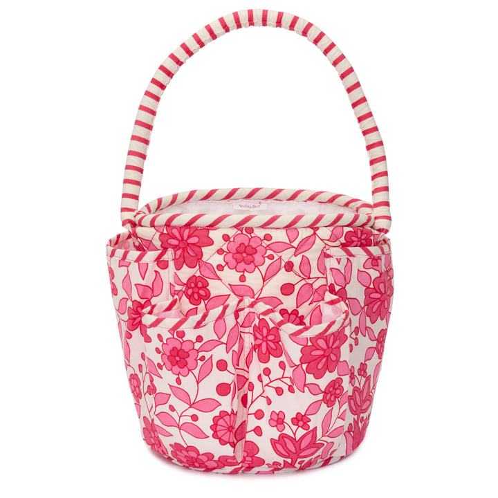 Floral Mini Beach Bag with Pockets | Fuchsia