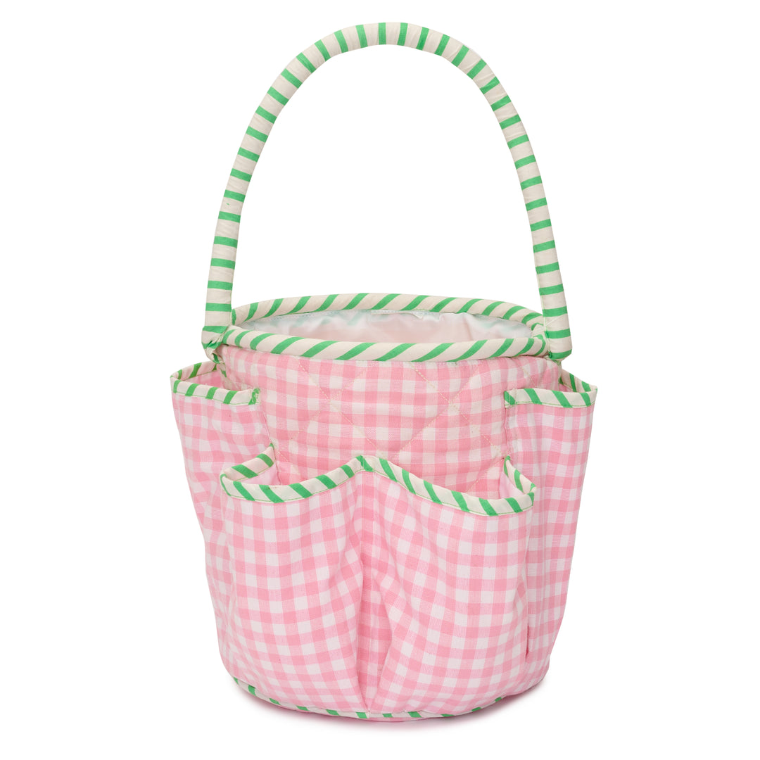 Gingham Mini Beach Bag with Pockets | Rose